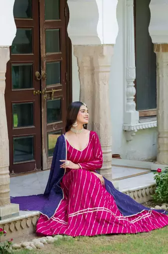 pink silk blend embroidered navratri lehenga choli