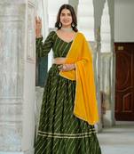 green silk blend embroidered navratri lehenga choli