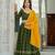 green silk blend embroidered navratri lehenga choli