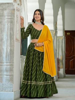 green silk blend embroidered navratri lehenga choli 2