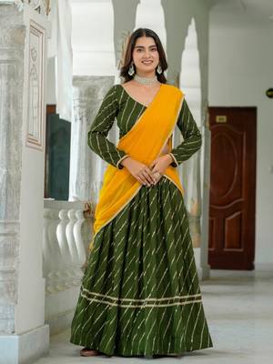 green silk blend embroidered navratri lehenga choli 3
