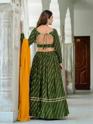 green silk blend embroidered navratri lehenga choli 5