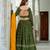 green silk blend embroidered navratri lehenga choli