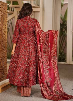 maroon digital print maslin anarkali  2