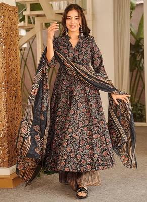 black digital print maslin anarkali  1