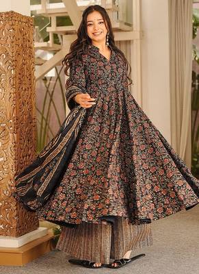 black digital print maslin anarkali  5