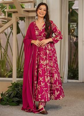 pink digital print maslin anarkali  1