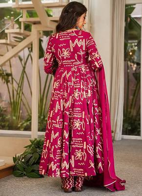 pink digital print maslin anarkali  2