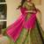 pista green digital print silk blend  gown 