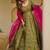 pista green digital print silk blend  gown 