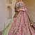 beige digital print silk blend  gown 
