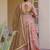 beige digital print silk blend  gown 
