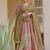 beige digital print silk blend  gown 