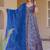 navy blue digital print silk blend  gown 