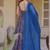 navy blue digital print silk blend  gown 