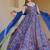 navy blue digital print silk blend  gown 