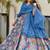 sky blue digital print silk blend  gown 