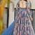 sky blue digital print silk blend  gown 
