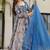 sky blue digital print silk blend  gown 