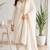 Off-white glass satin mirror work kurta with pant and dupatta