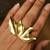 Gold tone leaf statement ring