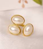 Gold tone pearl statement ring