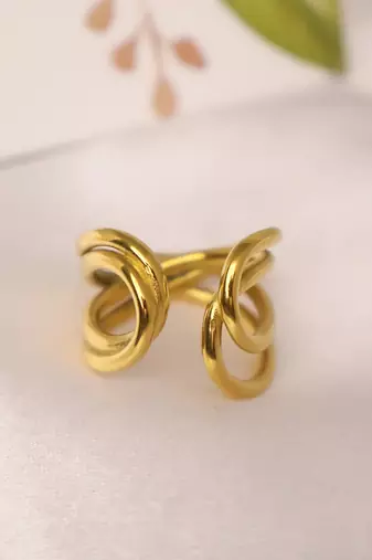 Twisted gold tone statement ring