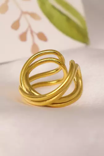 Twisted gold tone statement ring