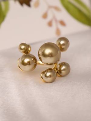 Multi pearl gold tone statement ring 1