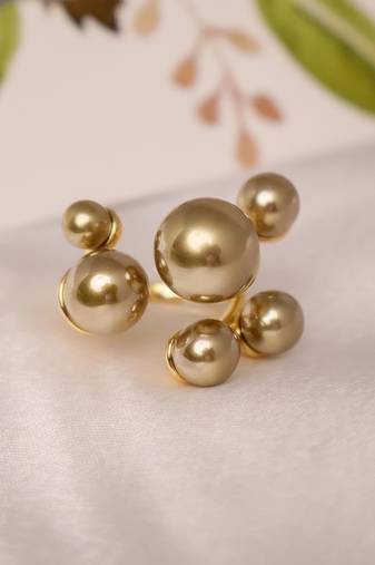Multi pearl gold tone statement ring