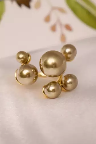 Multi pearl gold tone statement ring