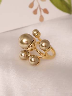 Multi pearl gold tone statement ring 3