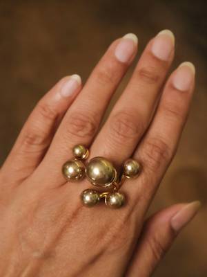 Multi pearl gold tone statement ring 4