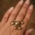Multi pearl gold tone statement ring