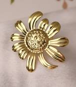 Floral gold tone statement ring