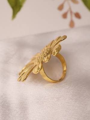 Floral gold tone statement ring 5