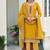 mustard embroidered chinnon semi stitched kurta set