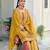 mustard embroidered chinnon semi stitched kurta set