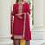 maroon embroidered chinnon semi stitched kurta set