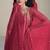 pink embroidered silk free size stitched kurta set