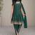green embroidered silk free size stitched kurta set