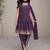 purple embroidered silk free size stitched kurta set