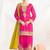 rani pink embroidered chinnon free size stitched kurta set