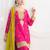 rani pink embroidered chinnon free size stitched kurta set