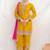 mustard embroidered chinnon free size stitched kurta set