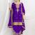 purple embroidered chinnon free size stitched kurta set