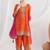 orange embroidered chinnon free size stitched kurta set