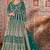 teal embroidered butterfly net semi - stitched kurta set