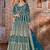 blue embroidered butterfly net semi - stitched kurta set