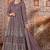purple embroidered butterfly net semi - stitched kurta set